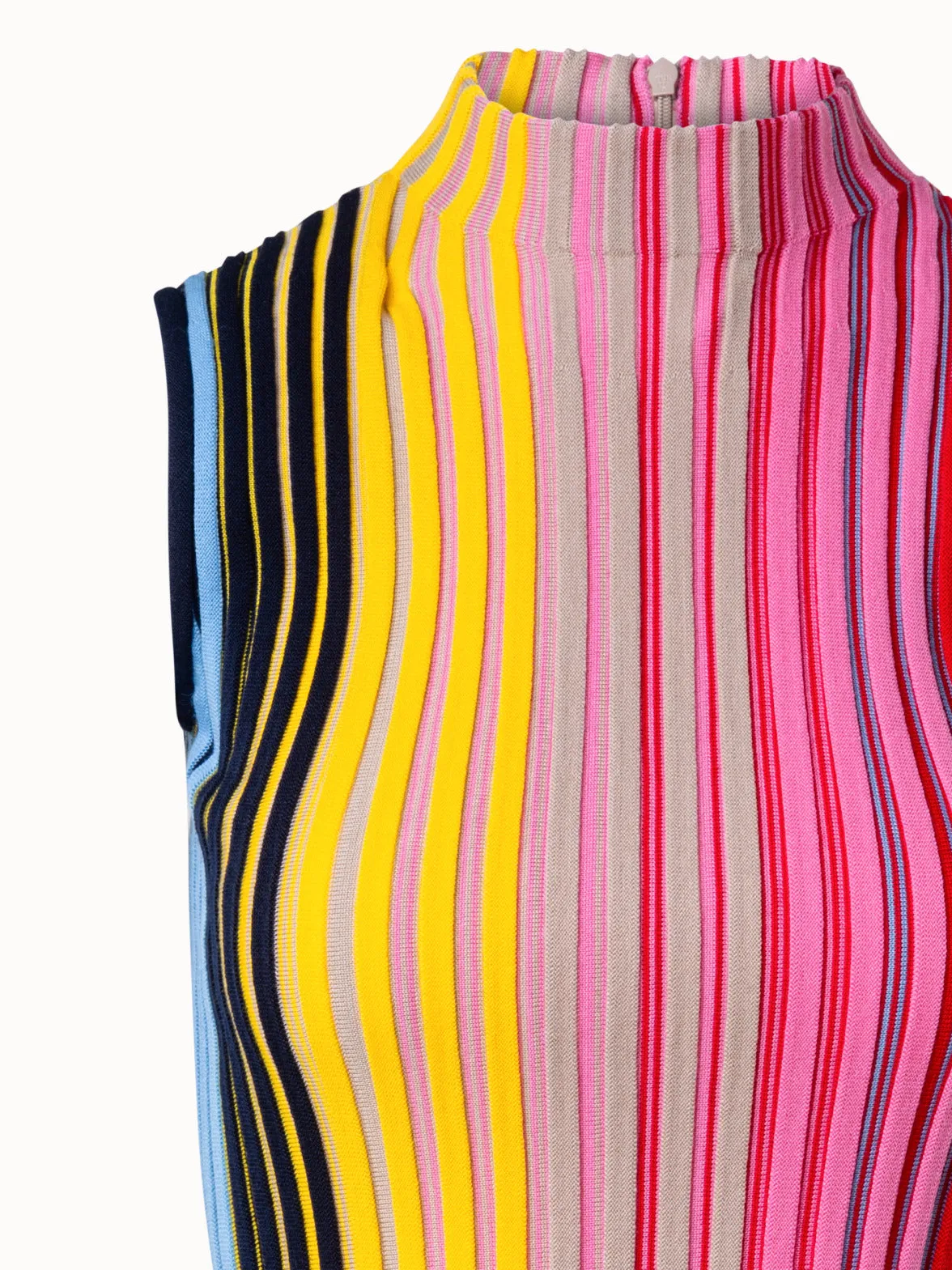 Sleeveless Merino Wool Top with Rainbow Rib