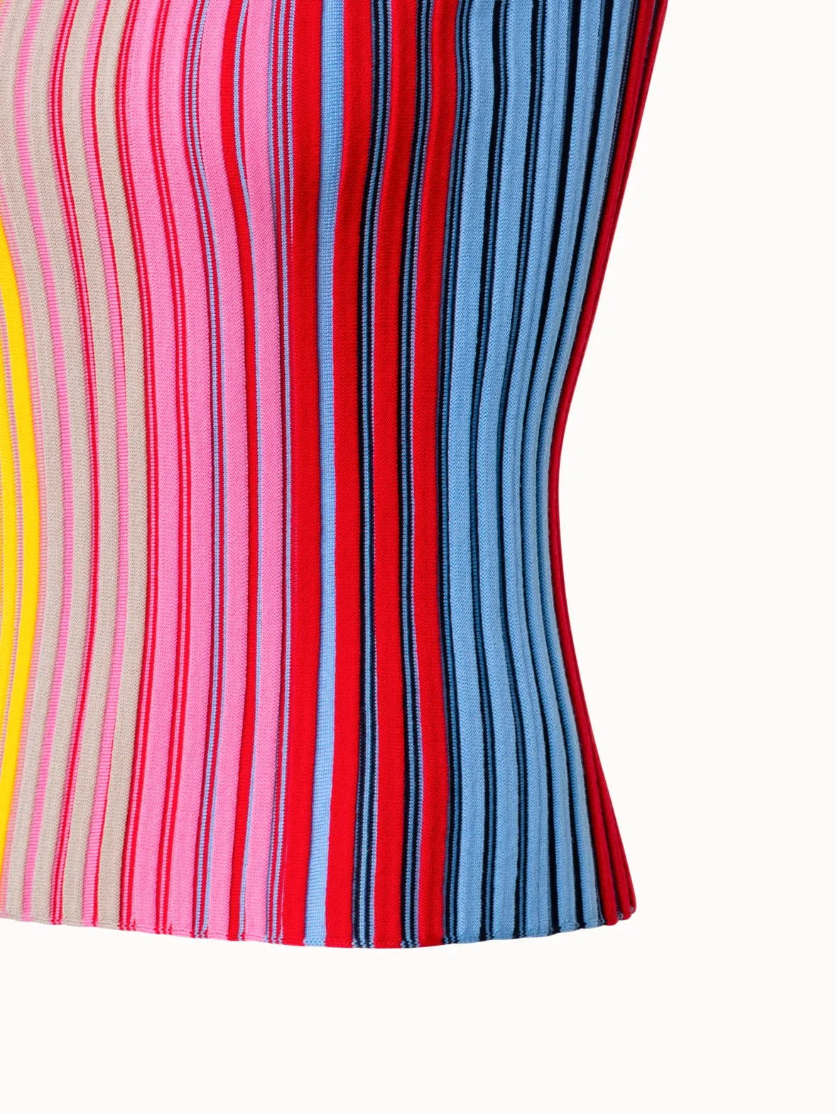 Sleeveless Merino Wool Top with Rainbow Rib