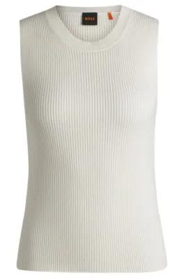 Slim-fit sleeveless top in ribbed stretch fabric