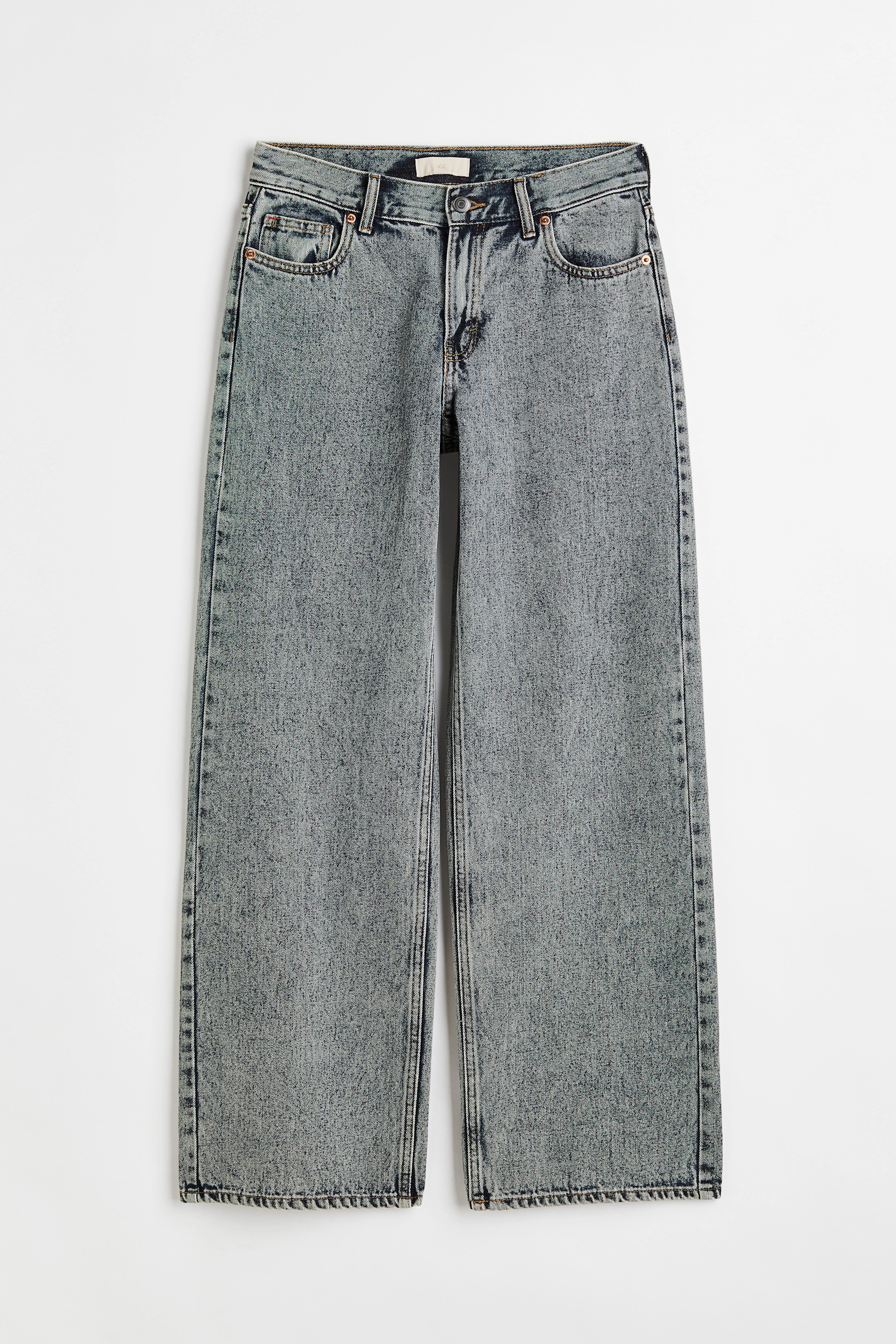 Straight Low Jeans - Low waist - Long - Denim blue/Washed - Ladies | H&M GB