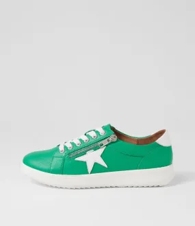 SUPERSOFT Zings Bright Emerald White Leather Sneakers