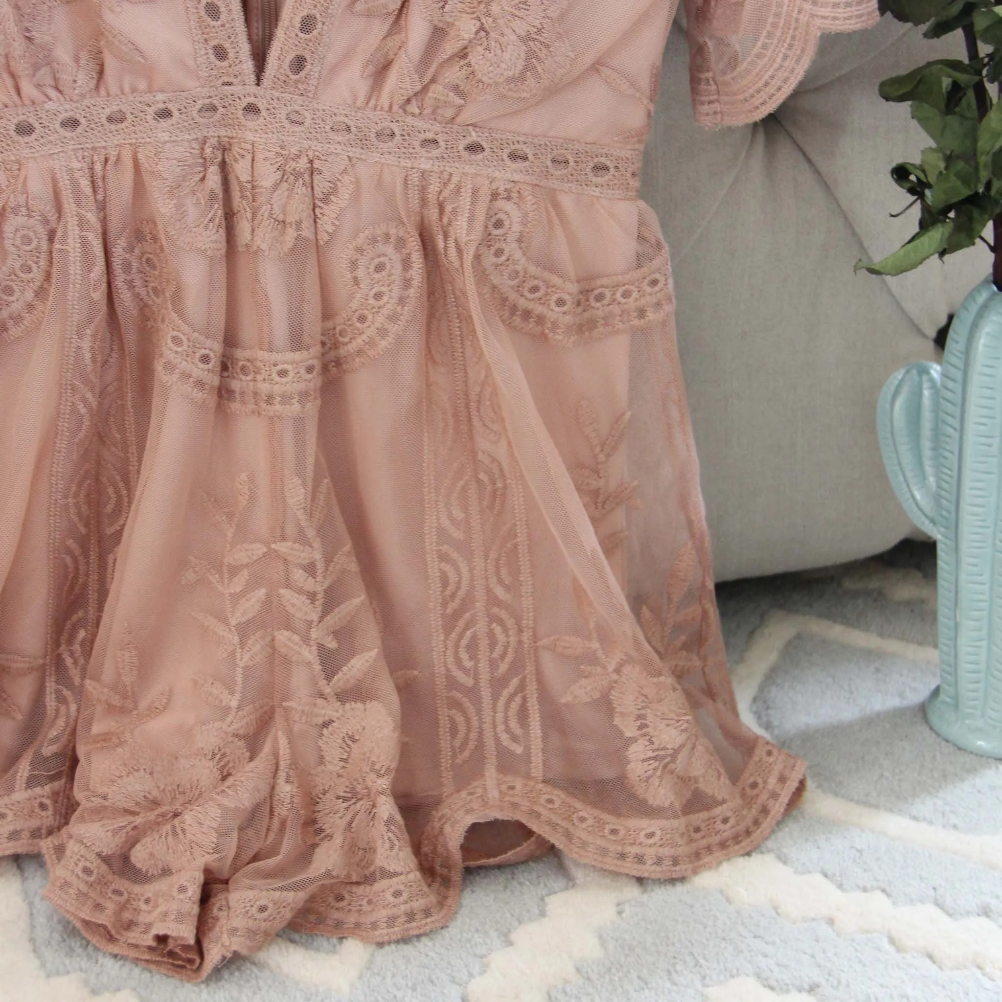 Tainted Rose Lace Romper in Taupe