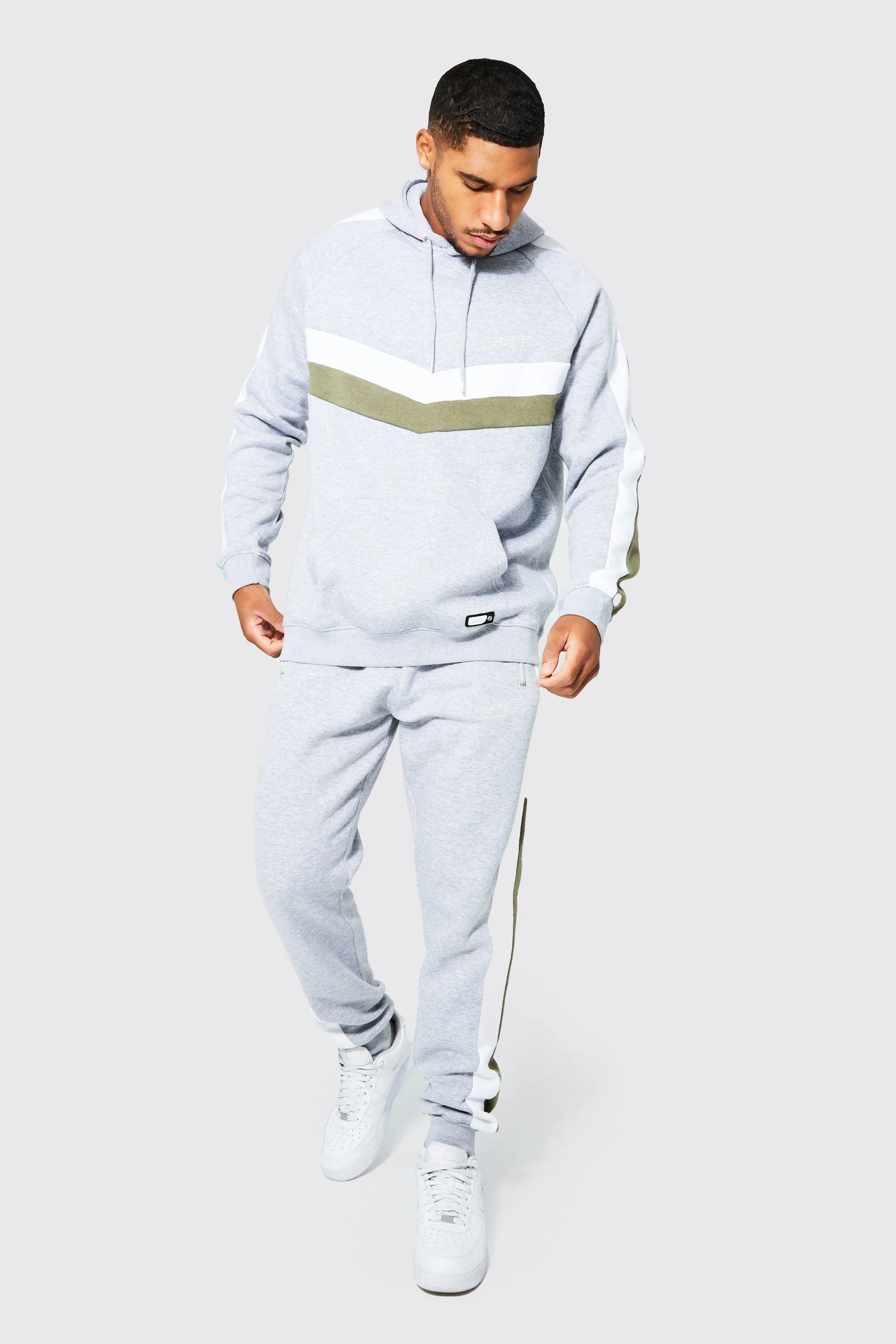 Tall Man Colour Block Hooded Tracksuit | boohooMAN UK