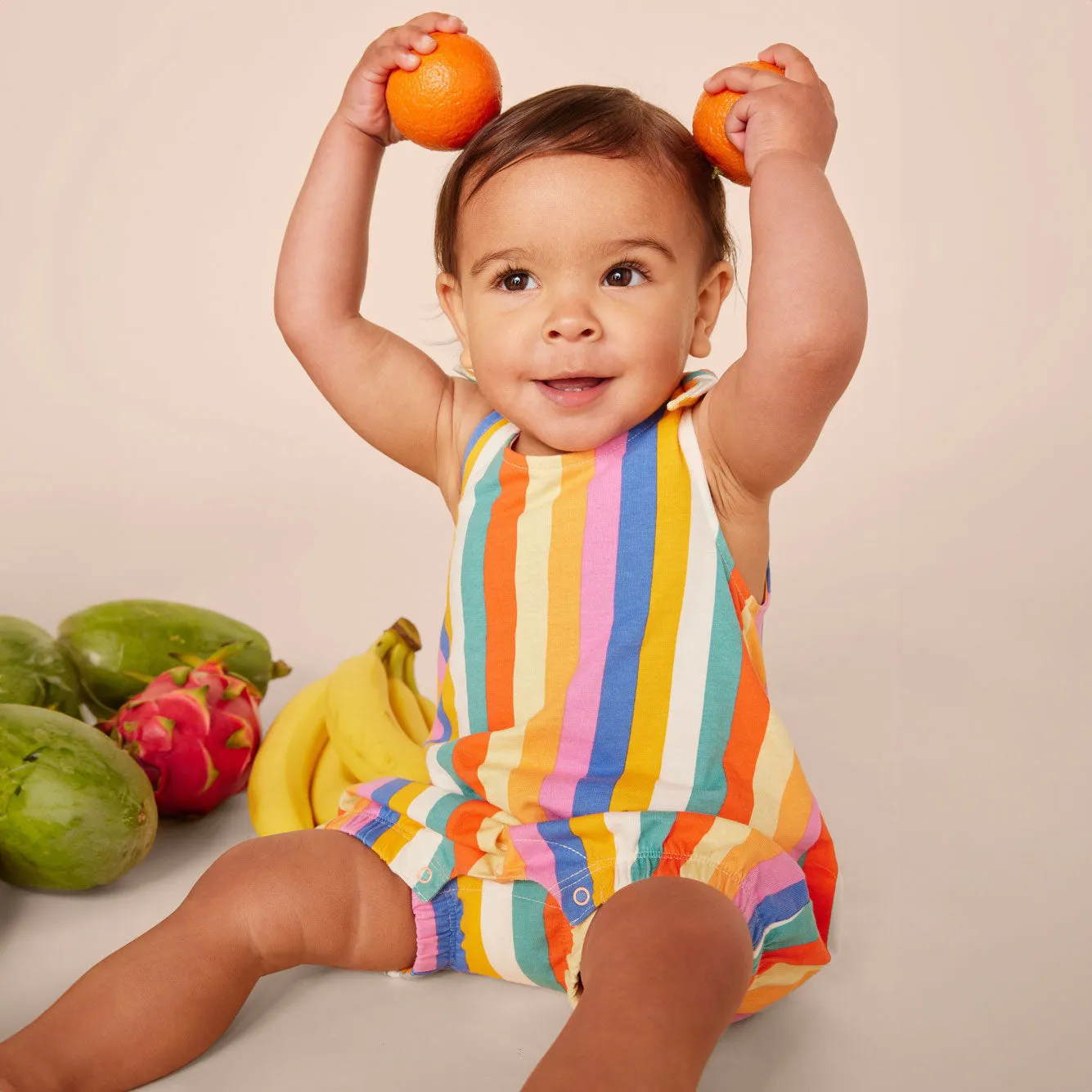 Tie Shoulder Baby Romper - Lamu Sunset Stripe