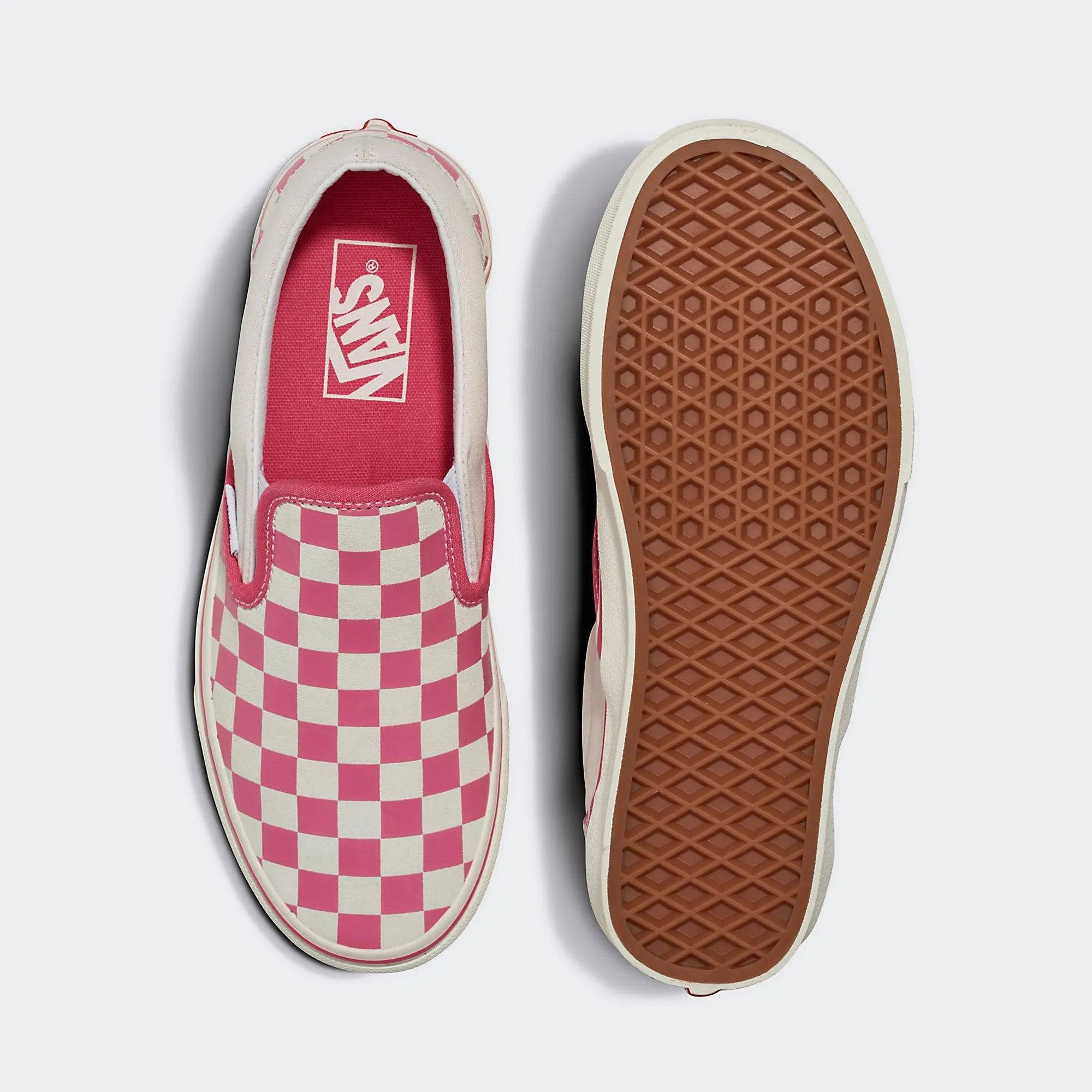 Unisex Vans Classic Slip-On Checkerboard Shoes Pink/True White