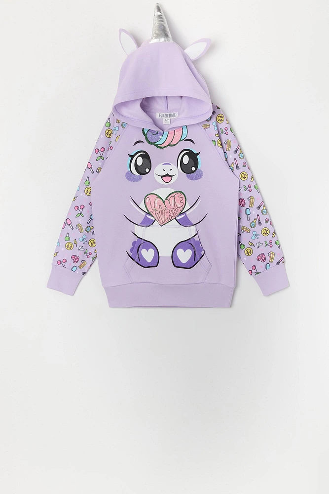 Urban Kids Girls Love Yourself Unicorn Character Hoodie