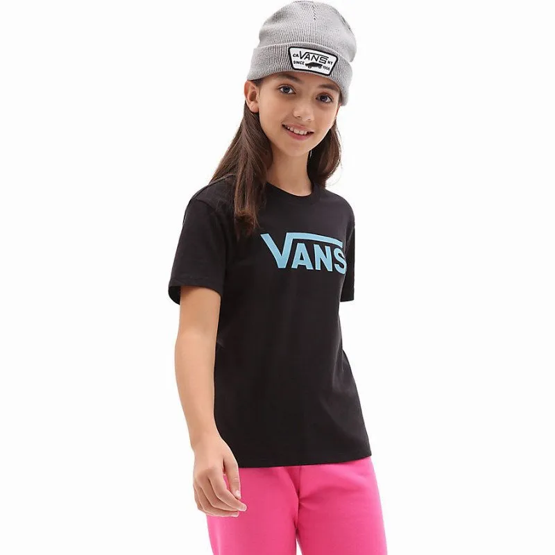 Vans GIRLS FLYING V CREW T-SHIRT (8-14 YEARS) (DELPHINIUM BLUE-BLACK) BLACK