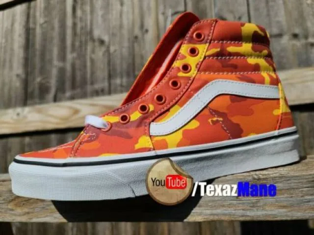 Vans sk8 hi orange camo woman 9 men 7.5