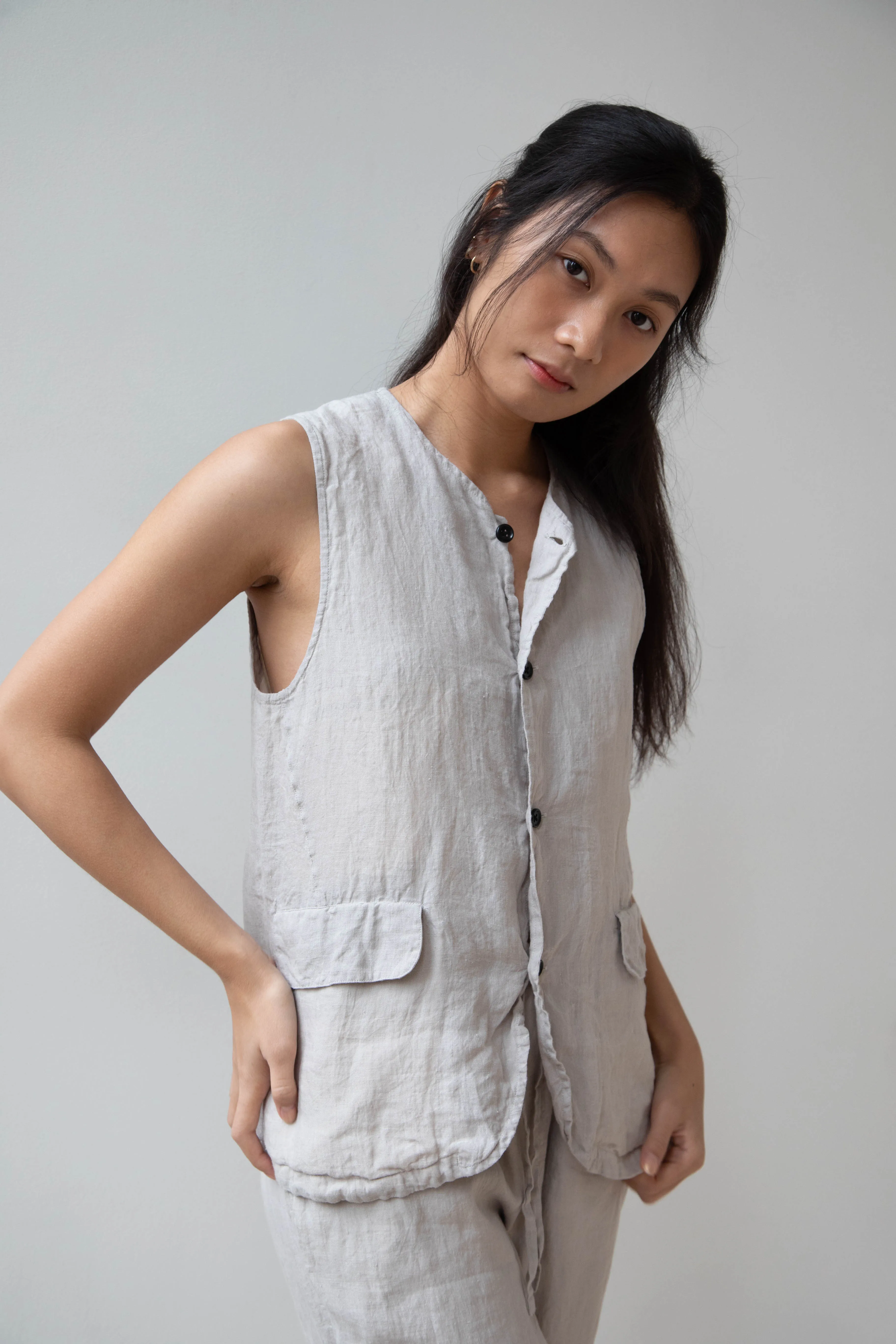 Vas-y Lentement | Linen Vest in Beige