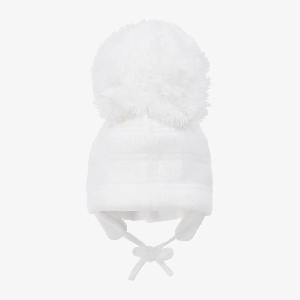 White Tuva Giant Pom-Pom Hat