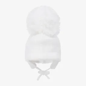 White Tuva Giant Pom-Pom Hat