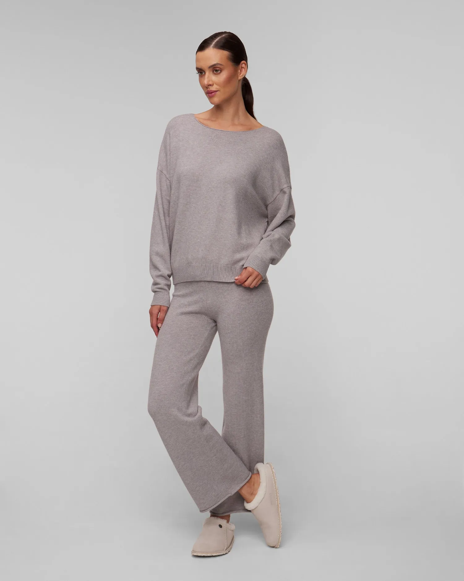 Women's grey viscose knitted trousers Deha A00715-43800