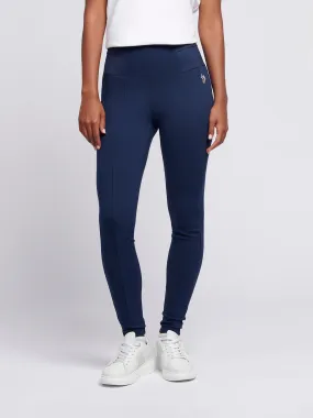 Womens Elasticated Waistband Leggings in Navy Iris