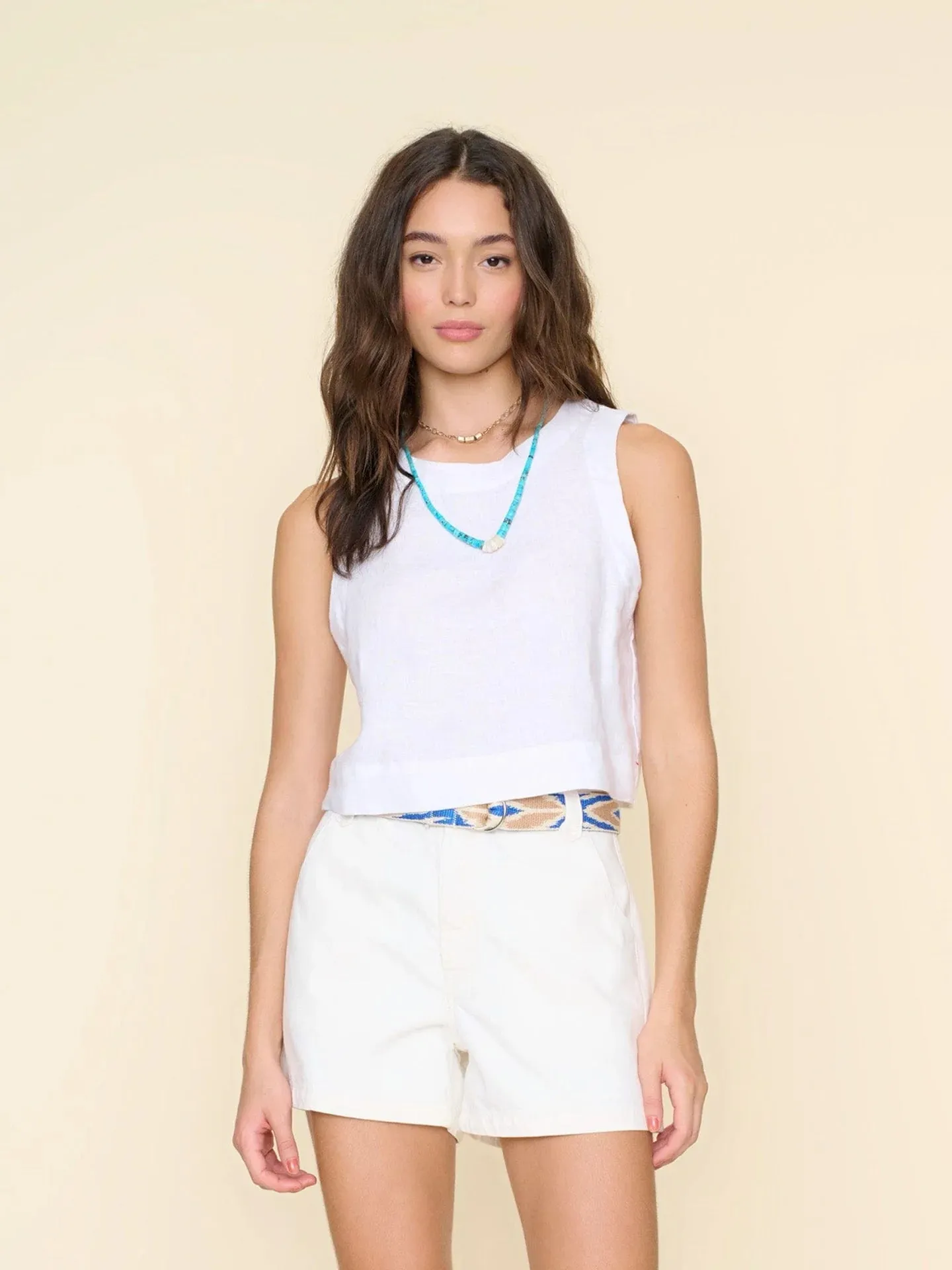 Xirena ROBBIE Linen Sleeveless Top in White 